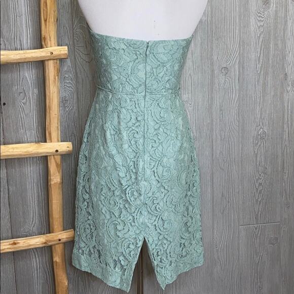 J. Crew Mint Lace Overlay Strapless Dress 2 - Picture 4 of 7